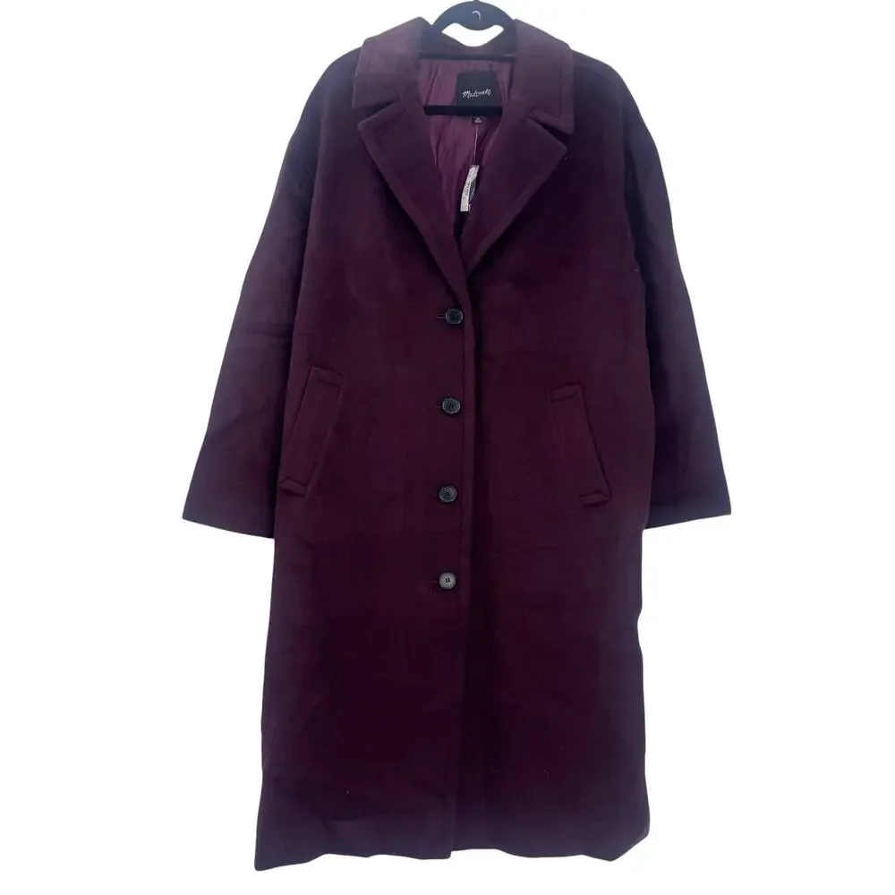 Madewell Women's The Alonzo Wool Alpaca Blend Coat Smoked Claret Size XL NWT